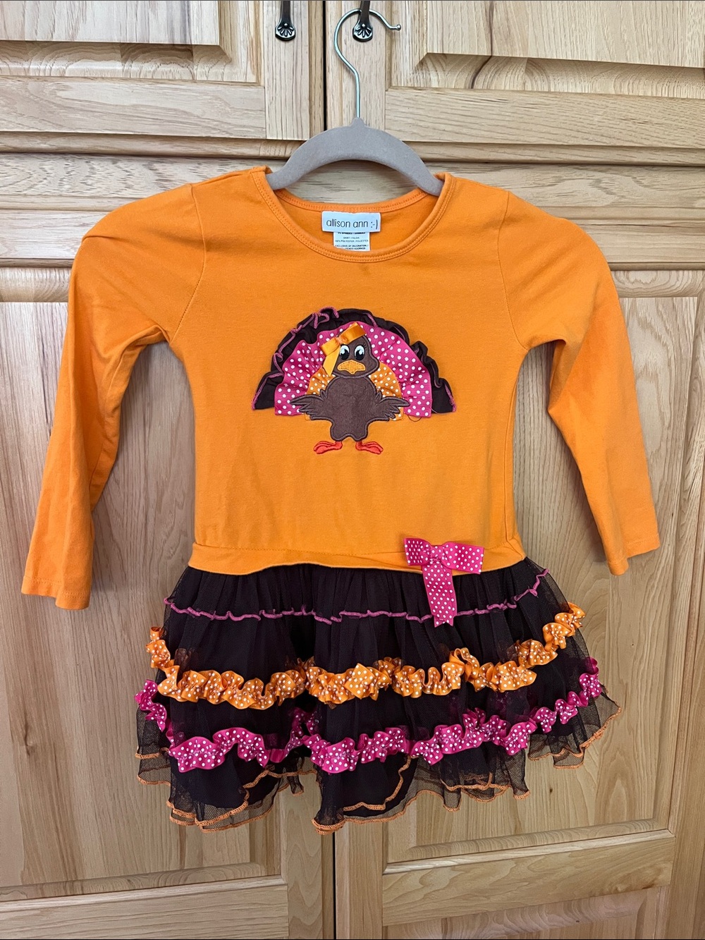 Allison Ann Orange & Brown Ruffle Turkey Dress for Kids